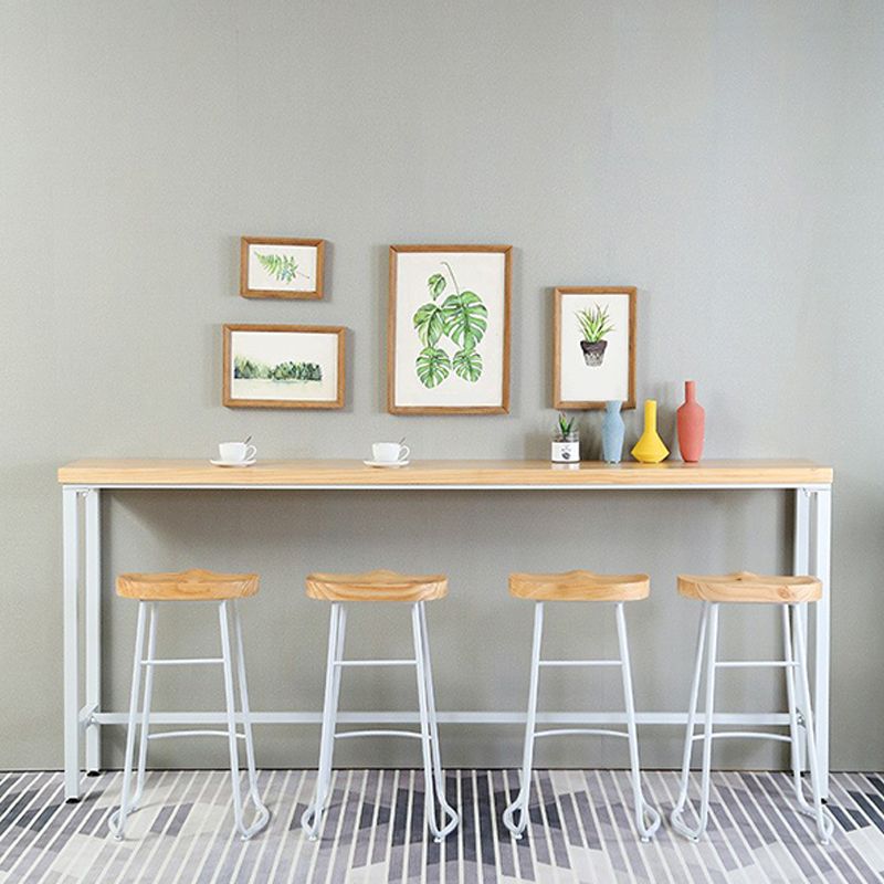 Rectangular Pine Wood Top Bar Table Luxurious Bar Table with Trestle Base in White Clearhalo 'Bar Furniture' 'Bar Tables' 'bar_tables' 'furn' 'furn_bar_tables' 'Furniture' 'Kitchen & Dining Furniture' 1200x1200_161d2b51-6a2d-4ff8-9a20-a75c0b7d1fb9