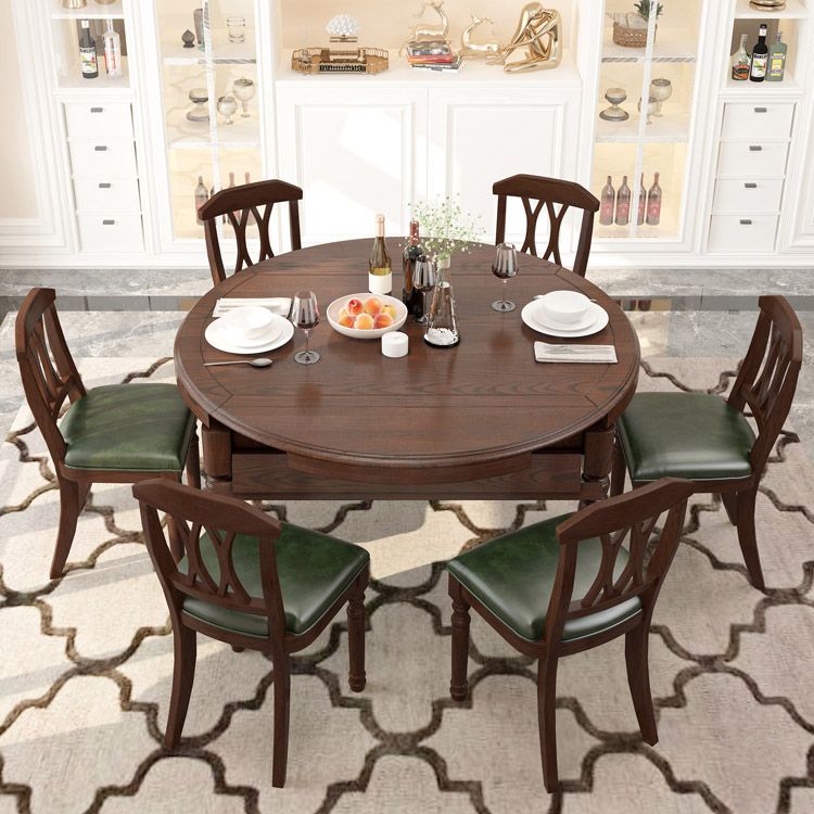 Mid-Century Modern Round Kitchen Dinner Table Solid Wood 4 Legs Dining Table
