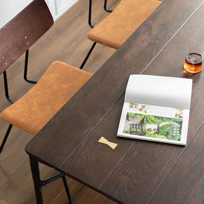 Luxe eiken houten tafel voor restaurant rechthoek eettafel met metalen 4 poten