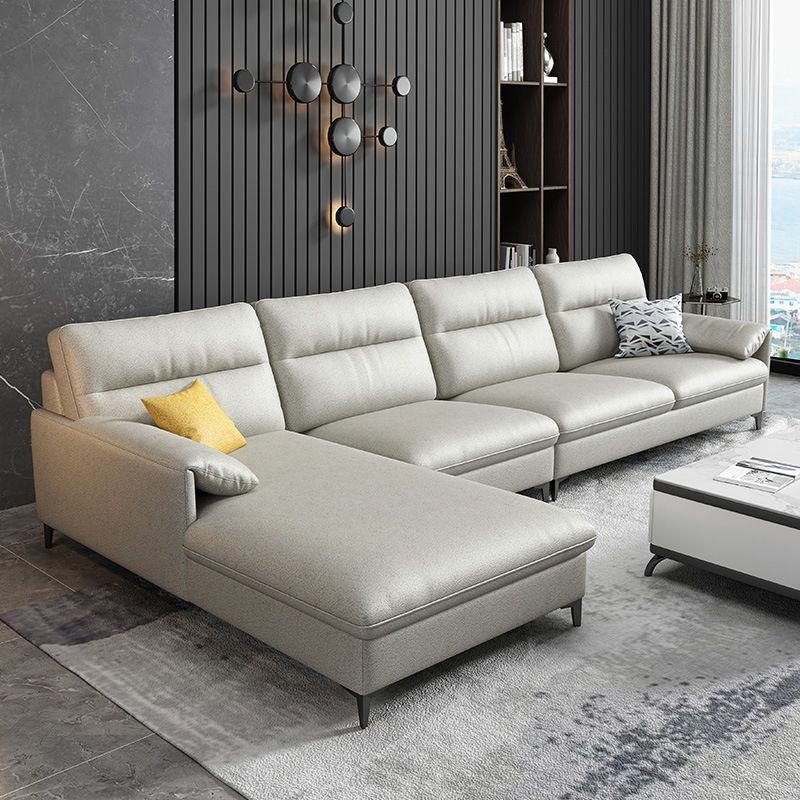 Moderne vlekbestendige L-vormige sectionele 4-zits kussenkussen bovenarm sectioneel