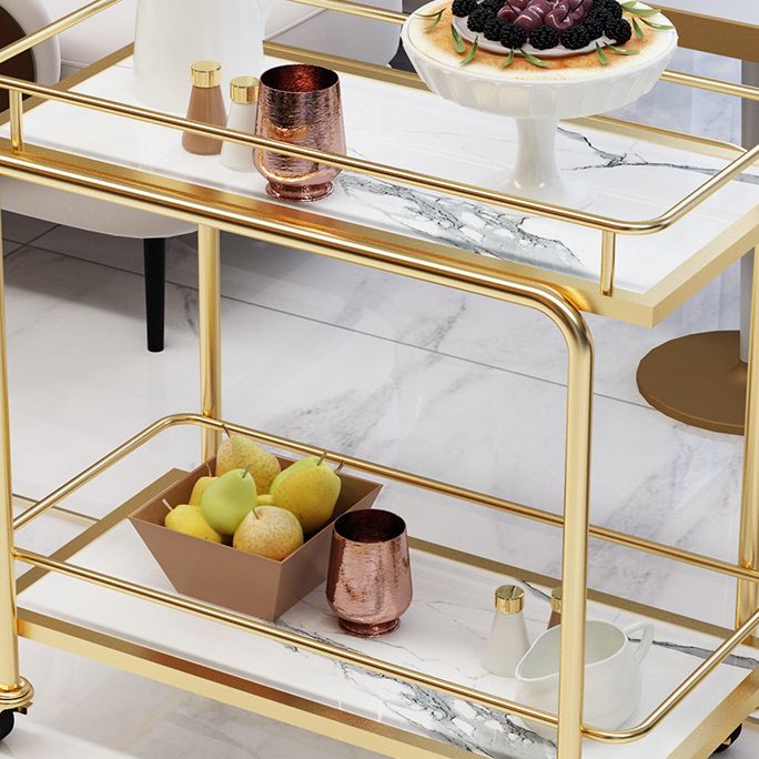 Modern 33.86"H Rolling Prep Table Rectangular Metal Prep Table for Home Use