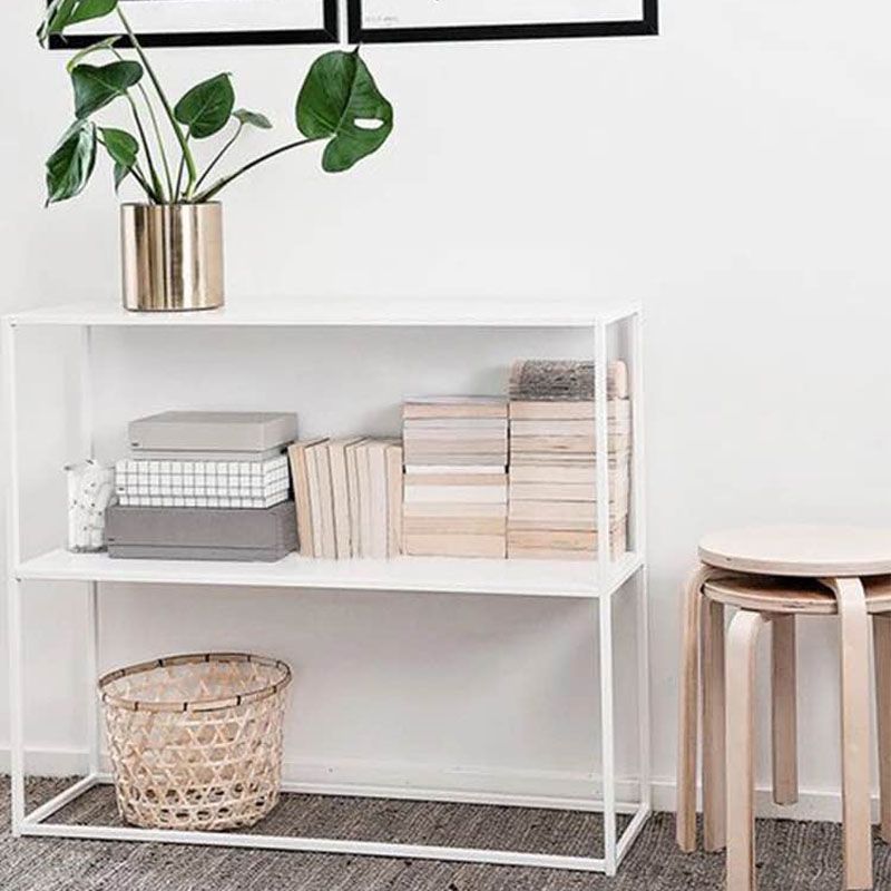 Tavolo da console in acciaio moderno ripiani di vetro rettangolare 10 "W tavolo accento per sala