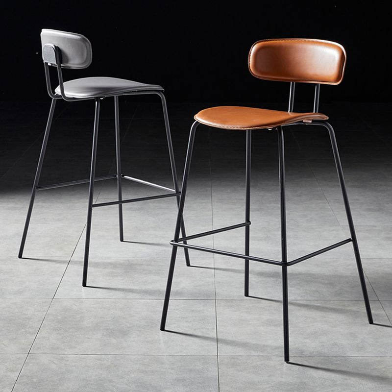 Nordic Style Leather Seat Backrest Bar Chair Front Desk High Chair Clearhalo 'Bar Furniture' 'Bar Stools' 'bar_stools' 'furn' 'furn_bar_stools' 'Furniture' 'Kitchen & Dining Furniture' 1200x1200_1621154b-1cdd-4b03-9b29-ecbaed50d2fd