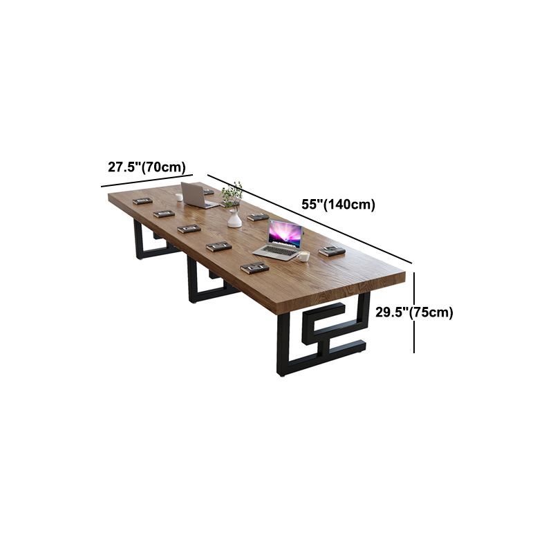 Scrivania da ufficio in legno di pino industriale scrivania rettangolare marrone con base metallica