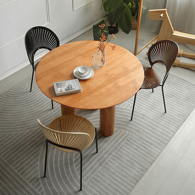 Round Pedestal Contemporary Dining Table Brown Tone Fixed Table of Solid Wood Clearhalo ' dining_table' 'Dining Tables & Seating' 'Dining Tables' 'furn' 'furn_dining_table' 'Furniture' 'furniture_dining_table' 'Kitchen & Dining Furniture' 'kitchen&dining_furn' 'kitchen' 'kitchen_dining_table' 1200x1200_16230399-0af7-4459-8d37-904801b578ea