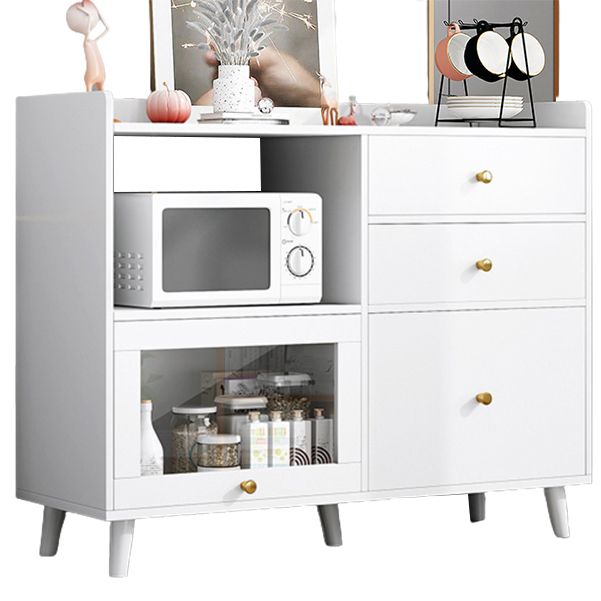 Contemporary Sideboard Cabinet with 3-Drawers One Door Engineered Wood Kitchen Cabinets Clearhalo 'buffet_sideboard' 'Buffets & Sideboards' 'furn' 'furn_buffet_sideboard' 'Furniture' 'Kitchen & Dining Furniture' 1200x1200_1624f97c-316b-4b32-885e-904099d6a50b