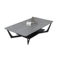 Modern Slate Cross Legs Coffee Table with Shelf Rectangular Cocktail Table in Black