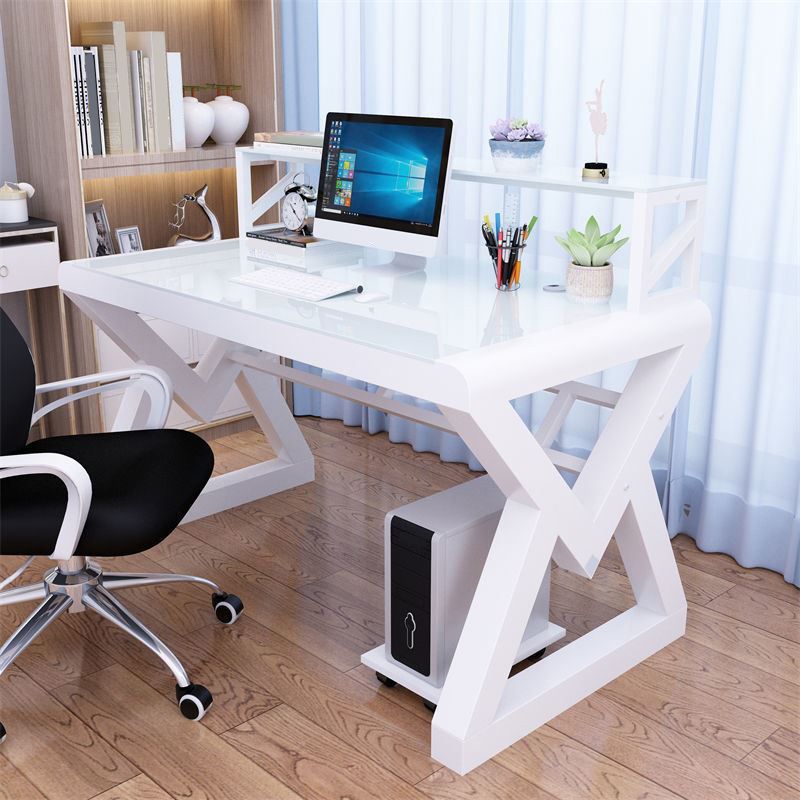 Glazen en metalen computerbureau Sled Moderne rechthoekige kantoorbureau, 23,6 "breed