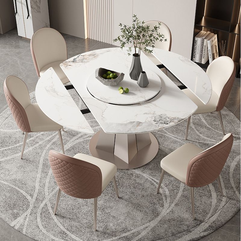 Modern Sintered Stone White Dining Room Set Space-Saving Design Dining Table Furniture Clearhalo 'Dining Room Sets' 'Dining Tables & Seating' 'dining_room_set' 'furn' 'furn_dining_room_set' 'Furniture' 'furniture_dining_room_set' 'Kitchen & Dining Furniture' 'kitchen&dining_furn' 'kitchen' 1200x1200_1629816a-9566-40dc-993b-0d59f717b7df