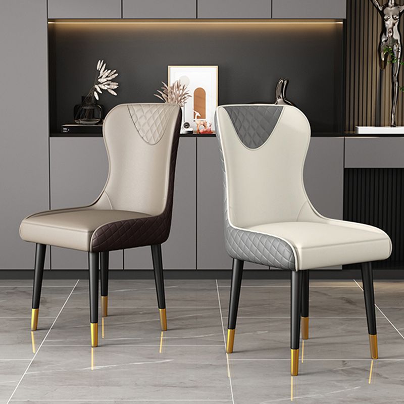 Glam Faux Leather Dining Chairs Wood Armless Dining Chair for Home Use Clearhalo 'Dining Chairs' 'Dining Tables & Seating' 'dining_chair' 'furn' 'furn_dining_chair' 'Furniture' 'furniture_dining_chair' 'Kitchen & Dining Furniture' 1200x1200_1629b968-4e59-4dc9-89b5-8567fd8af893