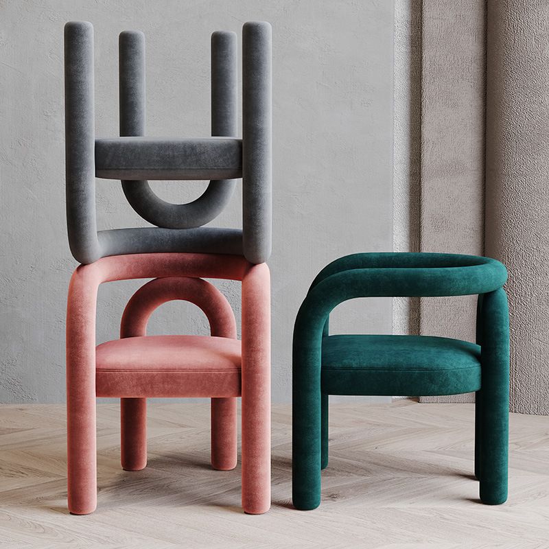 Offener Esszimmerstuhl mit mattem Finish, Designer-Stil, Wohnzimmer-Sessel aus Samt