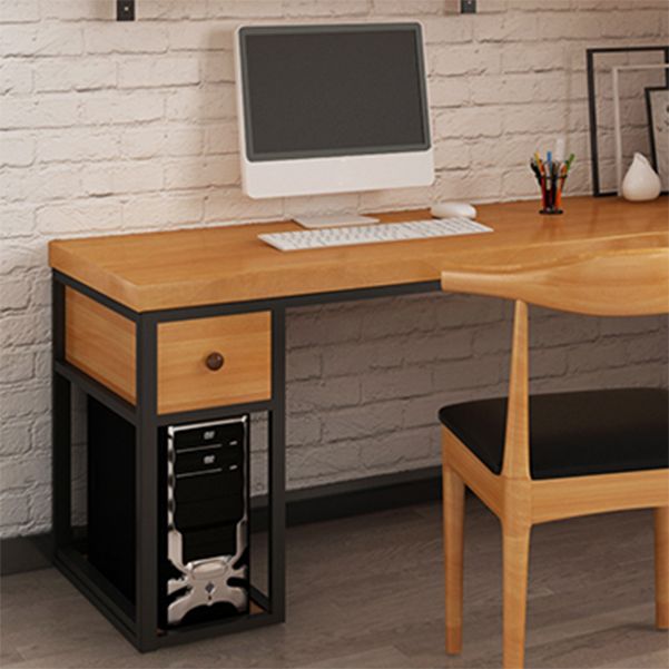Solid Wood Computer Desk Industrial Style L-Shape Office Desk with Storage and Drawer Clearhalo 'furn' 'furn_office_desk' 'Furniture' 'Office Desks' 'Office Furniture' 'office_desk' 1200x1200_162a273a-7bdb-4344-a4a4-4faf990843ec