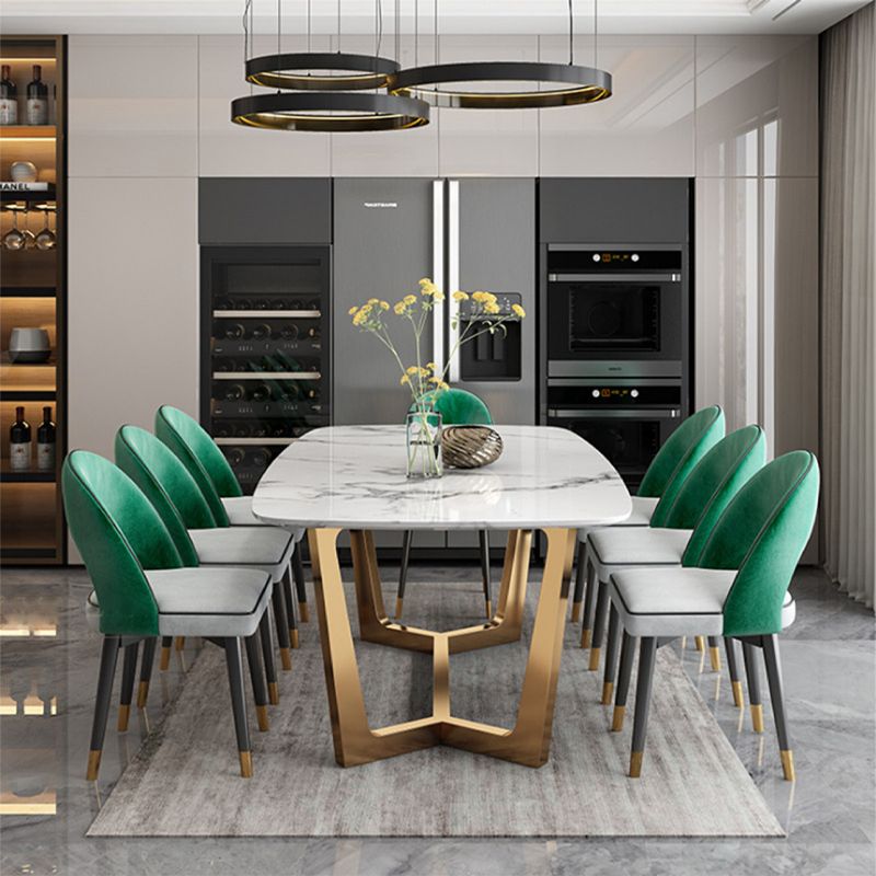 Glam Dining Faux Marble Table Rectangle Table with Metal Legs for Kitchen Clearhalo 'Dining Tables & Seating' 'Dining Tables' 'dining_table' 'furn' 'furn_dining_table' 'Furniture' 'Kitchen & Dining Furniture' 1200x1200_162a3cec-0a44-45db-95a5-a6ee2ea56681