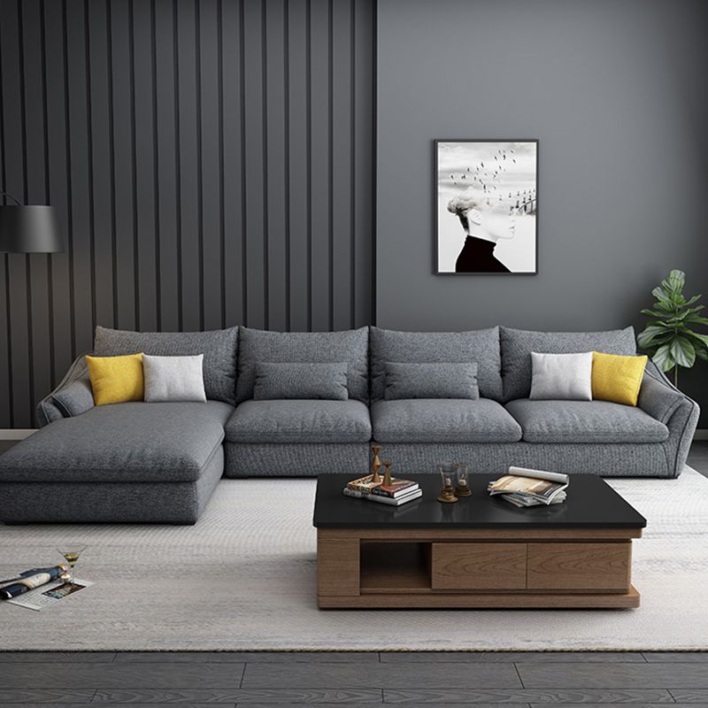 30.7 " H Grey Cotton Blend Flared Arm Sofa & Chaise for Living Room