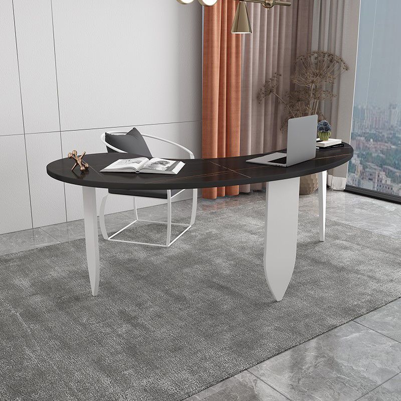 Free Form Contemporary Writing Desk Sintered Stone Pedestal Base Desk Clearhalo 'Furniture' 'furniture_office_desk' 'Office Desks' 'Office Furniture' 'office_desk' 1200x1200_162b6af3-ceeb-4e76-8055-078642790e6a