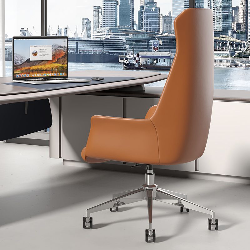 Faux Leather Arm Desk Chair Modern Swivel Working Chair with Wheels Clearhalo 'furn' 'furn_office_chair' 'Furniture' 'furniture_office_chair' 'Office Chairs' 'Office Furniture' 'office_chair' 1200x1200_162cfd39-1196-4368-9099-0503c028ca88