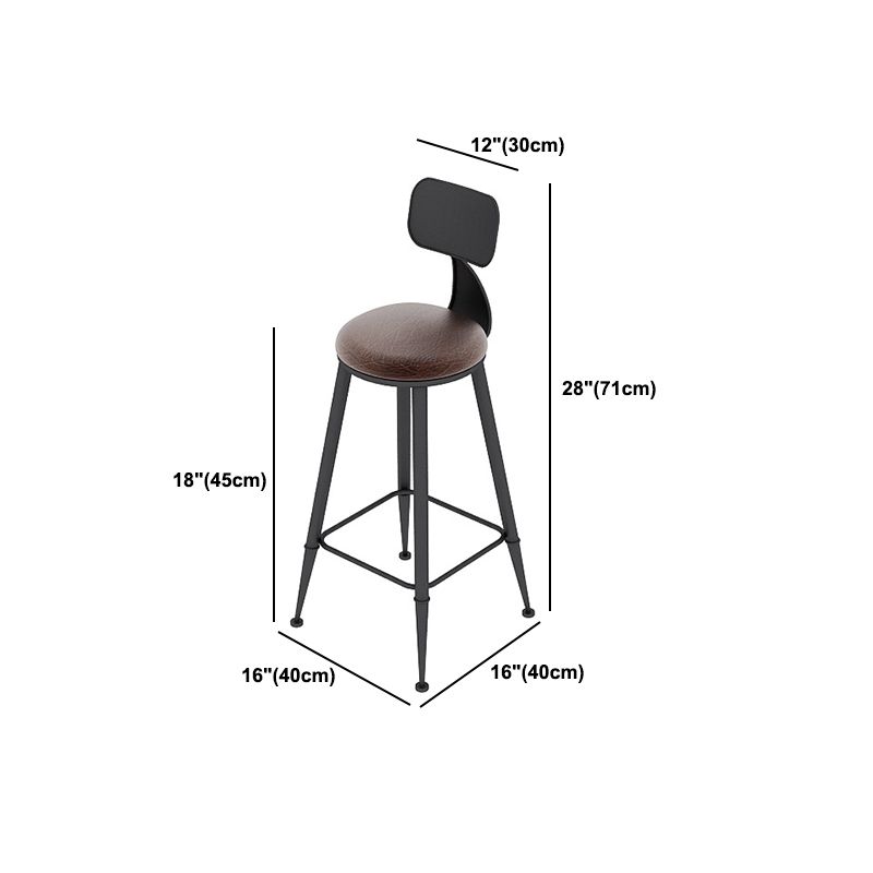 Industrial Leather Bar and Counter Stool Footrest Low Back Counter Stool for Bar