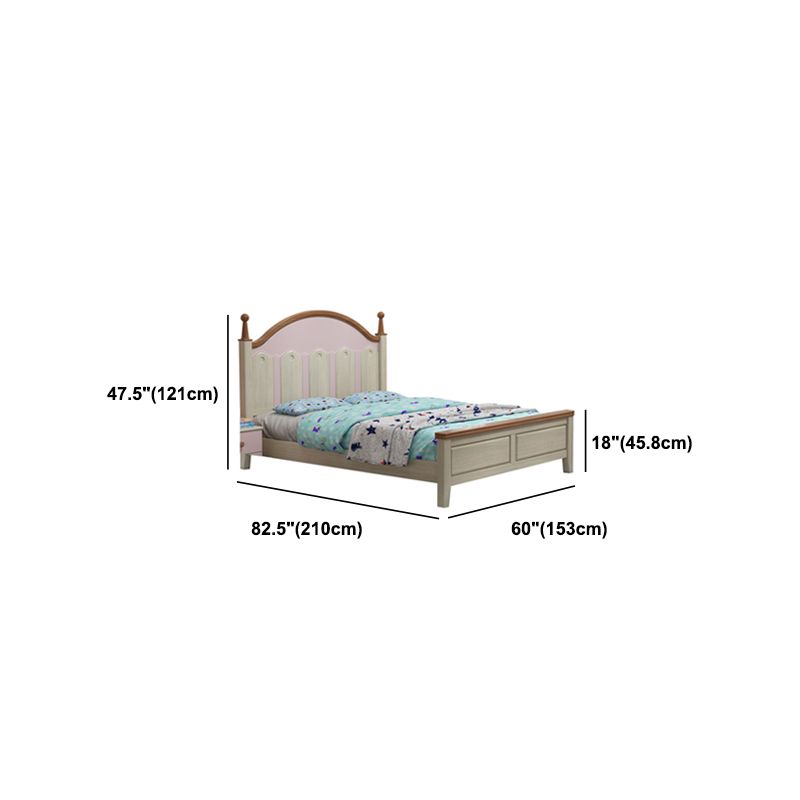 84,65-inch breed traditioneel bedframe dennenhoutbed met hoofdeinde