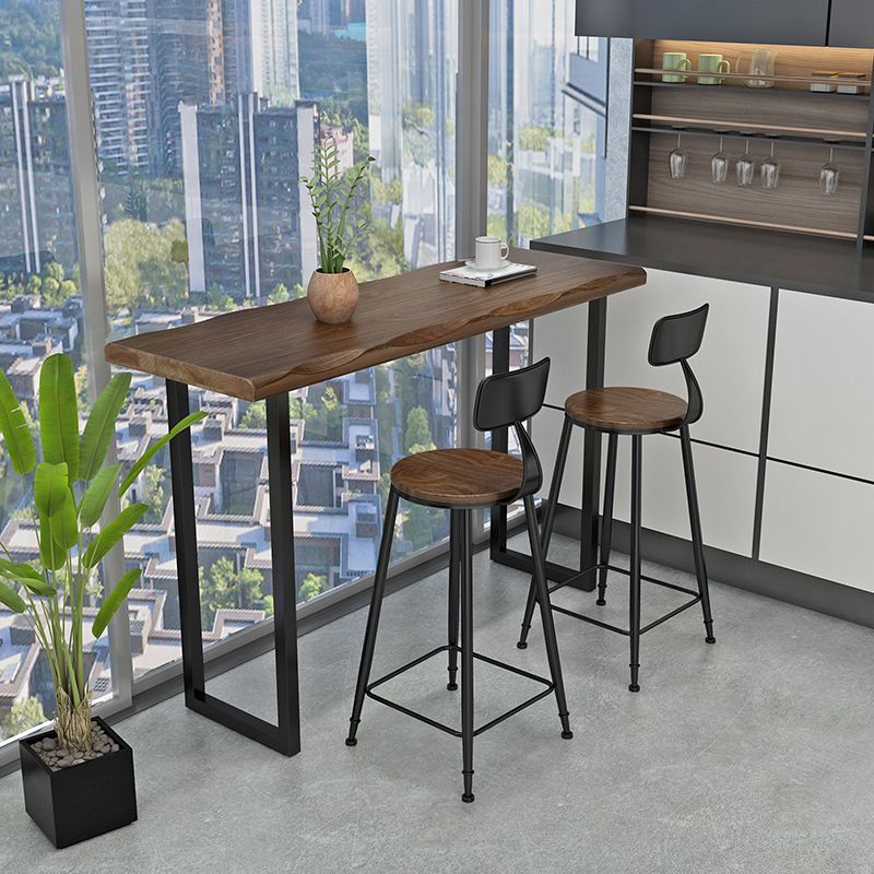 Modern Style Wood 1/2/3 Pieces Bar Table Set Rectangle Bar Table with Metal Legs Clearhalo 'Bar Furniture' 'furn' 'furn_home_bar_bar_sets' 'Furniture' 'Home Bars & Bar Sets' 'home_bar_bar_sets' 'Kitchen & Dining Furniture' 1200x1200_162d8ee2-3fd0-45bc-9990-4cdeab4151cf