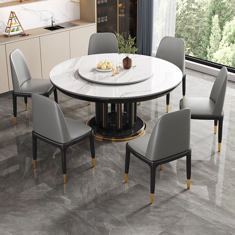 Modern Round Dining Table Sintered Stone Dinner Table for Dining Room Clearhalo 'Dining Tables & Seating' 'Dining Tables' 'dining_table' 'furn' 'furn_dining_table' 'Furniture' 'Kitchen & Dining Furniture' 1200x1200_162e060e-0f0d-45d8-aedb-a1d6be701039