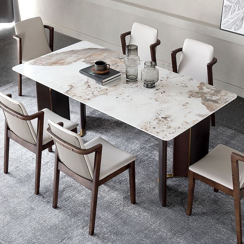 Designer Style Sintered Stone Dining Set Rectangle 1/2/5/7 Pieces Dining Table Set Clearhalo 'Dining Room Sets' 'Dining Tables & Seating' 'dining_room_set' 'furn' 'furn_dining_room_set' 'Furniture' 'furniture_dining_room_set' 'Kitchen & Dining Furniture' 1200x1200_162e7dc4-2bab-4f15-81cf-dc75623f37fd