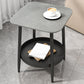 19.68" Tall Side Accent Table Stone Top 4 Legs End Table with Shelf