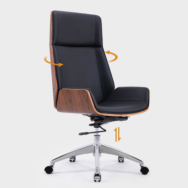 Faux Leather Adjustable Task Chair Silver Metal Base Contemporary Office Chair Clearhalo 'furn' 'furn_office_chair' 'Furniture' 'Office Chairs' 'Office Furniture' 'office_chair' 1200x1200_162f6b0a-152a-483a-92fa-b51441636f8f