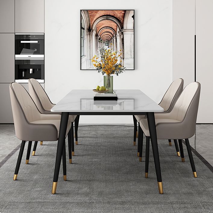 Moderne Rechteck Esstisch Set 1/4/5 Stück weißer Stein esissen