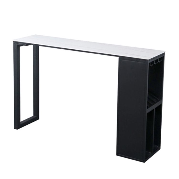 Industrial Style Rectangle Bar Table 42-inch Height Iron Pedestal Bistro Table Clearhalo 'Bar Furniture' 'Bar Tables' 'bar_tables' 'furn' 'furn_bar_tables' 'Furniture' 'furniture_bar_tables' 'Kitchen & Dining Furniture' 1200x1200_16316ab2-cacf-4d48-8d8e-779213c3368b