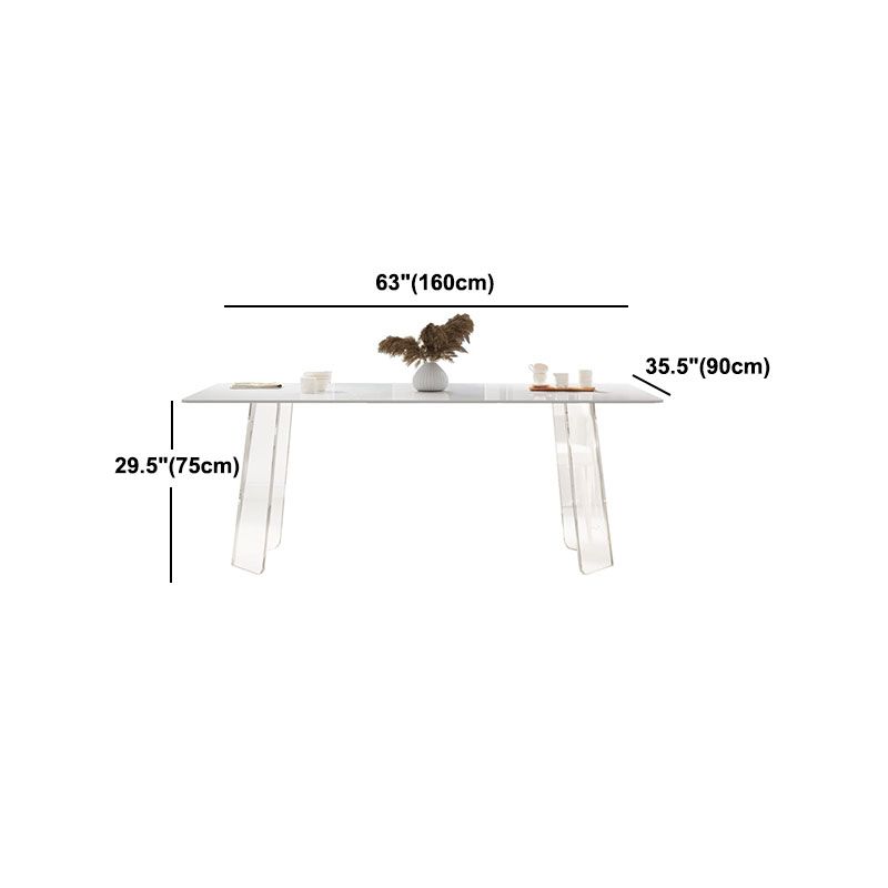 Modern 1/2/5/6 Pieces Acrylic Dining Table Set with White Sintered Stone Top Dinette Set Clearhalo 'Dining Room Sets' 'Dining Tables & Seating' 'dining_room_set' 'furn' 'furn_dining_room_set' 'Furniture' 'furniture_dining_room_set' 'Kitchen & Dining Furniture' 'kitchen&dining_furn' 'kitchen' 1200x1200_16344787-7f16-412d-a849-fd07b4a037d6