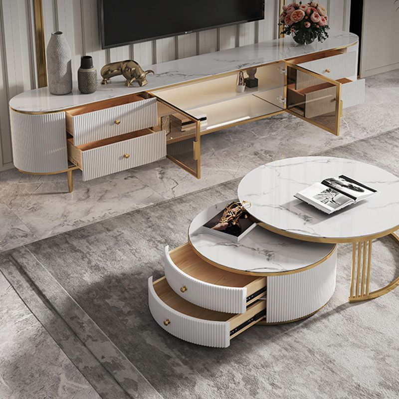 4 Drawers Glam TV Console Stone White Media Console with Doors Clearhalo 'furn' 'furn_tv_stands_entertainment_centers' 'Furniture' 'Living Room Furniture' 'TV Stands & Entertainment Centers' 'TV Stands & Media Storage Furniture' 'tv_stands_entertainment_centers' 1200x1200_16357e08-89d5-4164-a6d7-ceb2bc1a300b