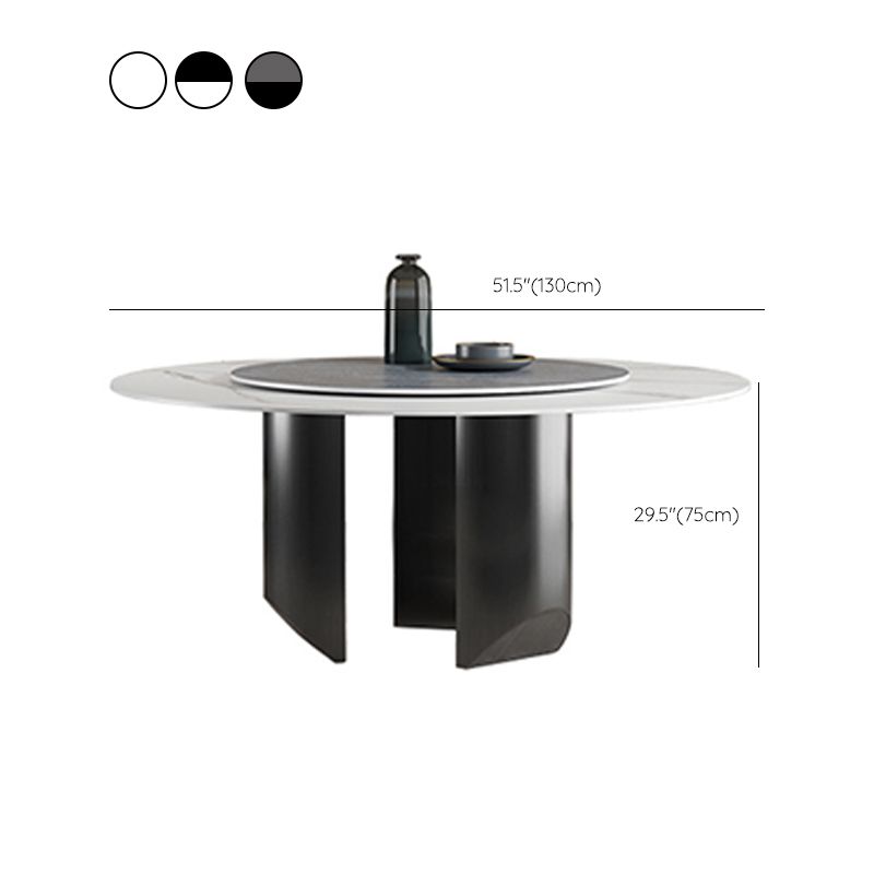 Mesa de comedor moderna con base de pedestal, mesa redonda con base de acero inoxidable