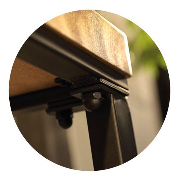 Tavolo da bar rettangolo superiore in legno di pino tavolo da bistrot industriale con base di cavalletto in nero