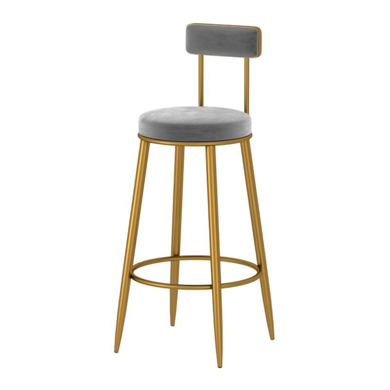 Glam Metal Upholstered Barstool Indoor Bar Stool with Low Back and Ron Legs Clearhalo 'Bar Furniture' 'Bar Stools' 'bar_stools' 'furn' 'furn_bar_stools' 'furniture_bar_stools' 'Kitchen & Dining Furniture' 'kitchen&dining_furn' 'kitchen' 'kitchen_furn' Furniture' 1200x1200_16379698-7301-4af8-849e-d8f0e3c0e60b