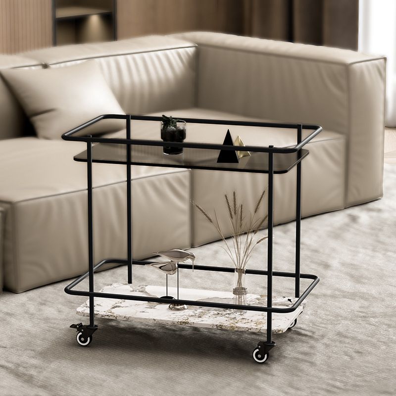 Mesa de vidrio superior a la altura con ruedas moderna de 25.6 "w 1 mesa auxiliar