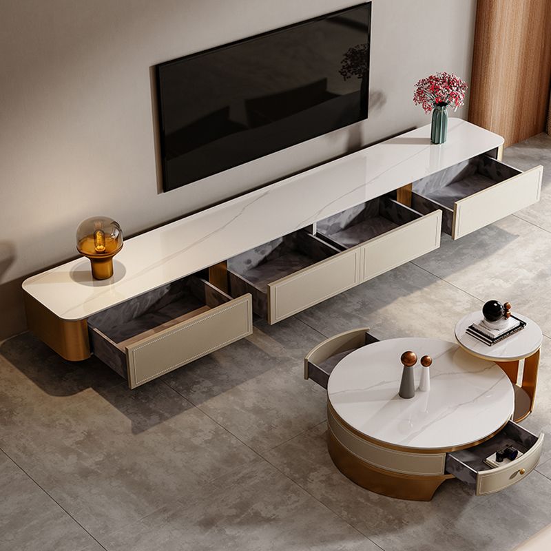 Stone TV Stand Console Glam 4 Drawers Media Console with Metal Legs Clearhalo 'furn' 'furn_tv_stands_entertainment_centers' 'Furniture' 'Living Room Furniture' 'TV Stands & Entertainment Centers' 'TV Stands & Media Storage Furniture' 'tv_stands_entertainment_centers' 1200x1200_1638a237-390e-423f-a624-2bf2f59d8373