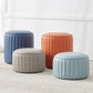 Pouf contemporaneo resistente all'acqua rotonda in pelle arancione ottomana