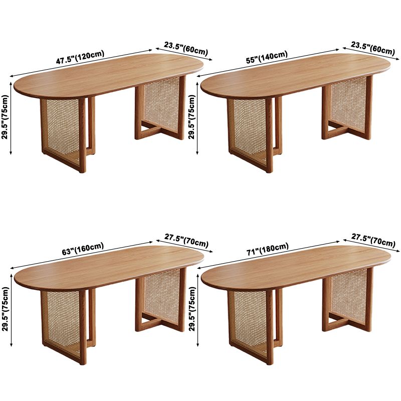 Contemporary Khaki Standard Dining Table Solid Wood Kitchen Dining Table with Double Pedestal Base Clearhalo ' dining_table' 'Dining Tables & Seating' 'Dining Tables' 'furn' 'furn_dining_table' 'Furniture' 'furniture_dining_table' 'Kitchen & Dining Furniture' 'kitchen&dining_furn' 'kitchen' 'kitchen_dining_table' 1200x1200_1639d040-a545-43e7-91c5-28cd342cbaff
