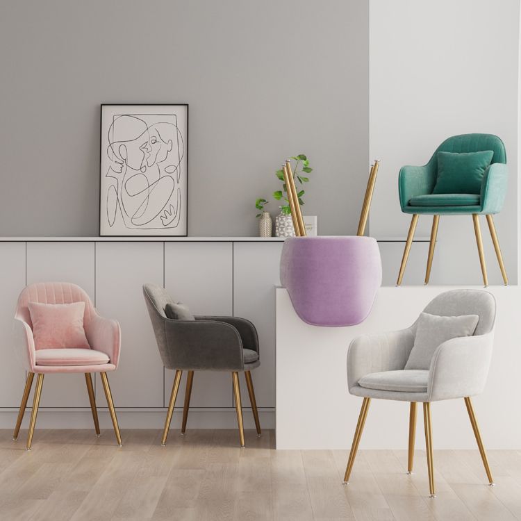 Nordic Style Metal Chair Solid Back Kitchen Dining Arm Chair for Dinning Room