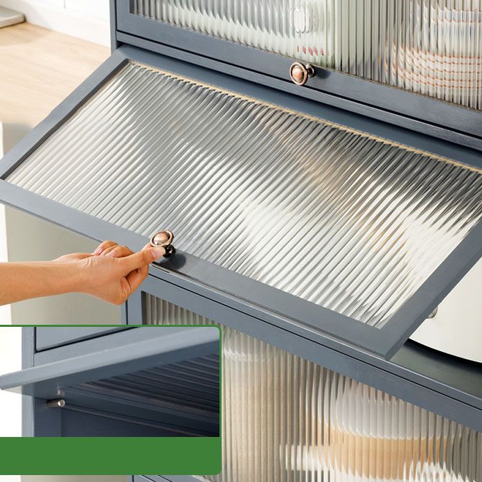 Puertas de vidrio gris Servidor de comedor Servidor de bambú contemporáneo para cocina