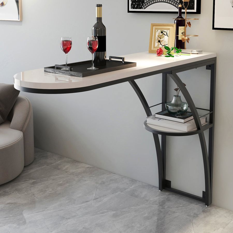 Modern White Wood Bar Table with Specialty Table Top Black Pedestal Table - 42" H Clearhalo 'Bar Furniture' 'Bar Tables' 'bar_tables' 'furn' 'furn_bar_tables' 'Furniture' 'furniture_bar_tables' 'Kitchen & Dining Furniture' 1200x1200_163b02ef-64a6-490b-b2bc-d91d40241900