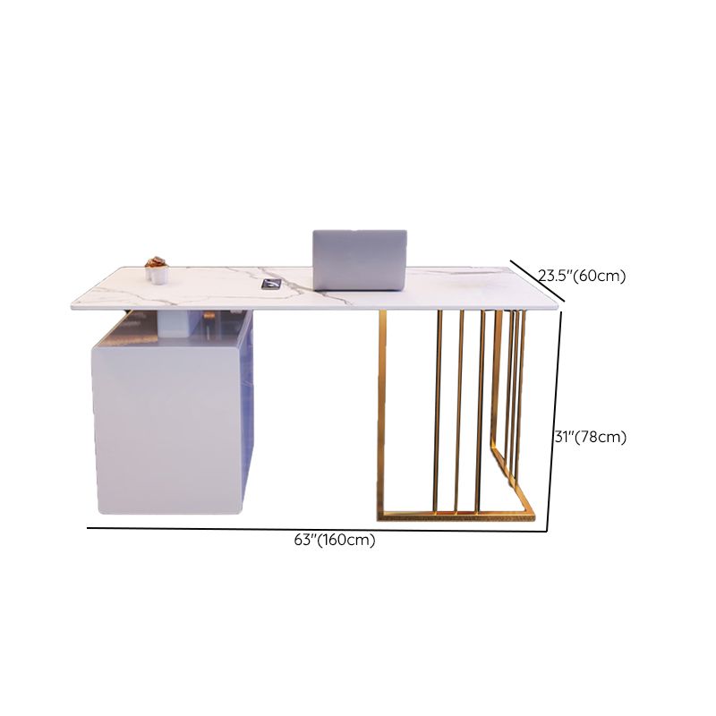 Bureau d'écriture blanc piédestal 23,6 "bureau rectangulaire de large pour la maison