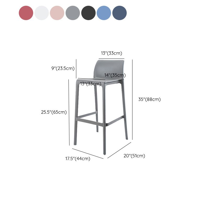 Nordic Style Bar-stool Plastic Counter Bar Stool with 4 Legs for Home