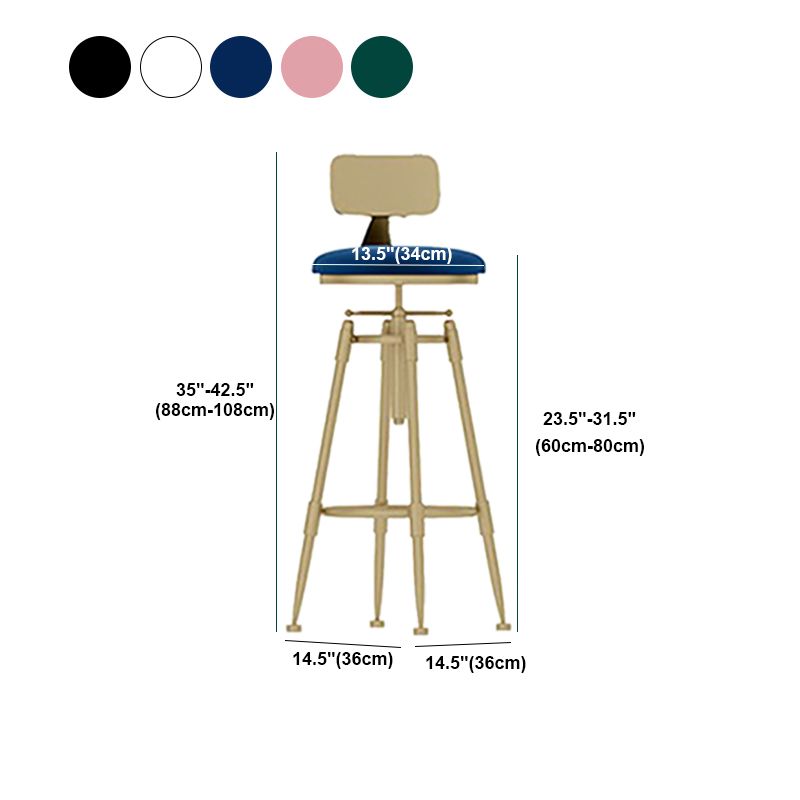 Scandinavian Metal Stool Upholstered Round Seat Counter Stool