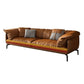 Contemporary Leathe Pillow Top Arm Sofa Set with Pillows in Brown