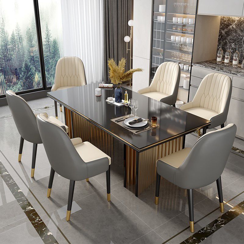 Modern Style Arm Chair Metal Solid Back Dining Chair for Kitchen Clearhalo 'Dining Chairs' 'Dining Tables & Seating' 'dining_chair' 'furn' 'furn_dining_chair' 'Furniture' 'Kitchen & Dining Furniture' 1200x1200_164105ca-4e9f-409b-8ffa-c59bed9be52d