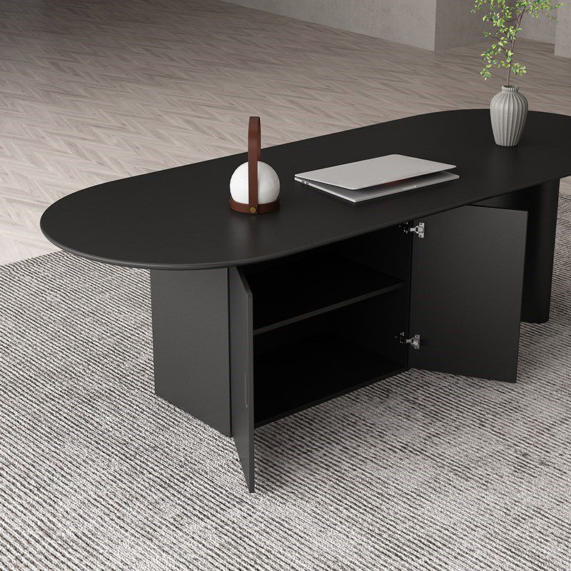 Minimalism Wood Oval Dining Table Wood Base Dining Table with Cabinet Clearhalo 'Dining Tables & Seating' 'Dining Tables' 'dining_table' 'furn' 'furn_dining_table' 'Furniture' 'furniture_dining_table' 'Kitchen & Dining Furniture' 'kitchen' 'kitchen_dining_table' 1200x1200_1641efad-6f73-47e3-8819-4bd35bbc3b09