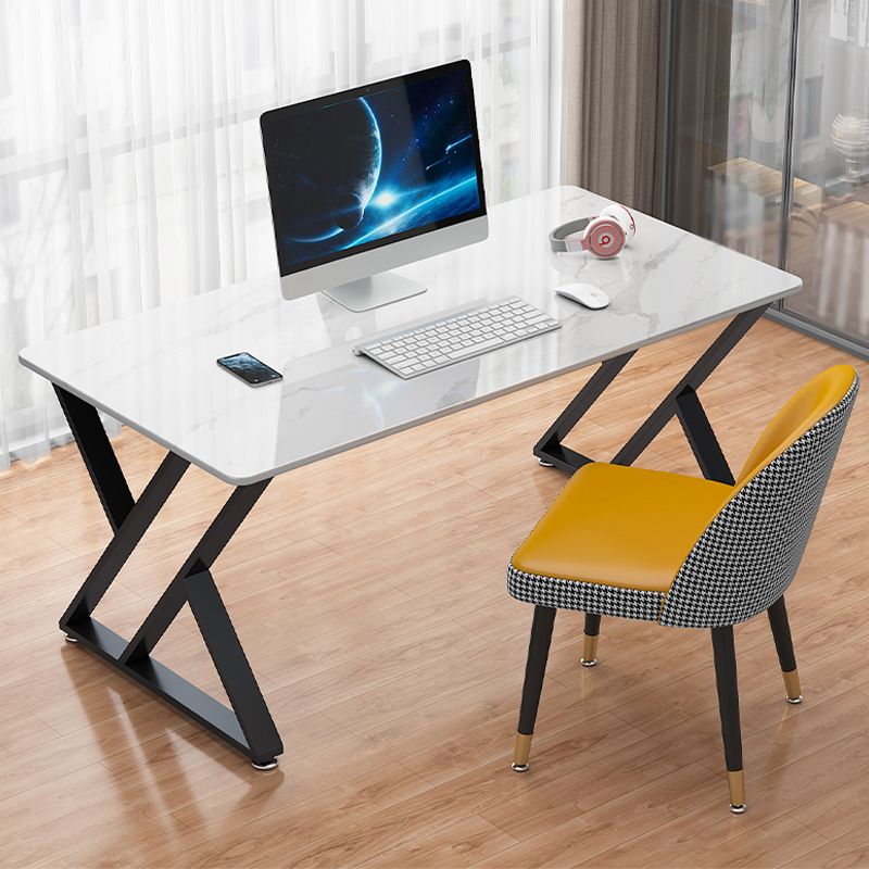 Scrivania di scrittura glam bianca rettangolare in metallo da ufficio per ufficio