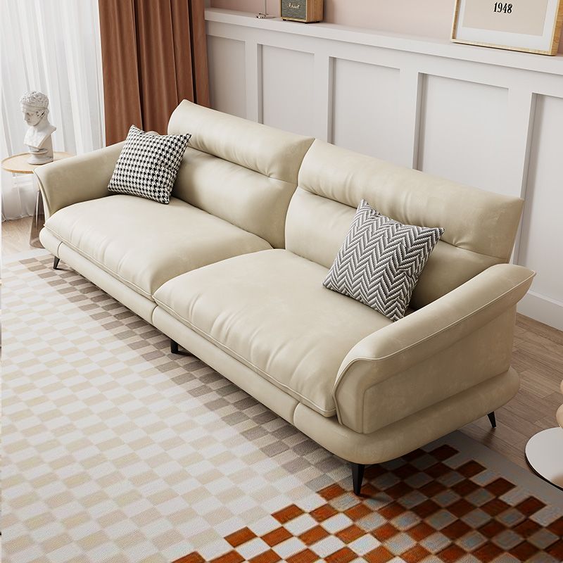 31.49 "Sofá de cuero sintético escandinavo de cuero/lino con brazo acampanado