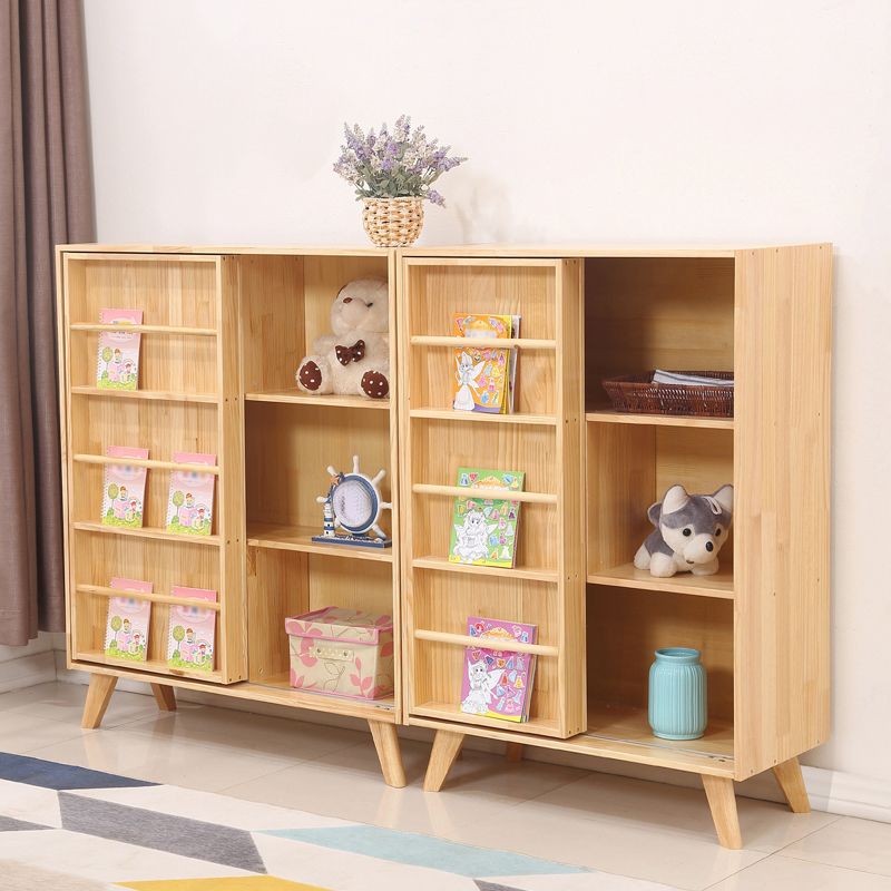 Wooden Standard Bookcase Natural Modern Closed Back Bookshelf with Doors Clearhalo 'Bookcases' 'furn' 'furn_bookcases' 'Furniture' 'Office Furniture' 1200x1200_1645ab14-8184-46f4-90be-cb911a7f95bd